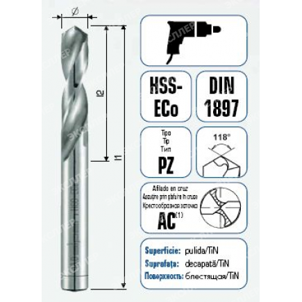 Сверло по мет 2.5х43 PZ Cobalt 92102501 ALPEN